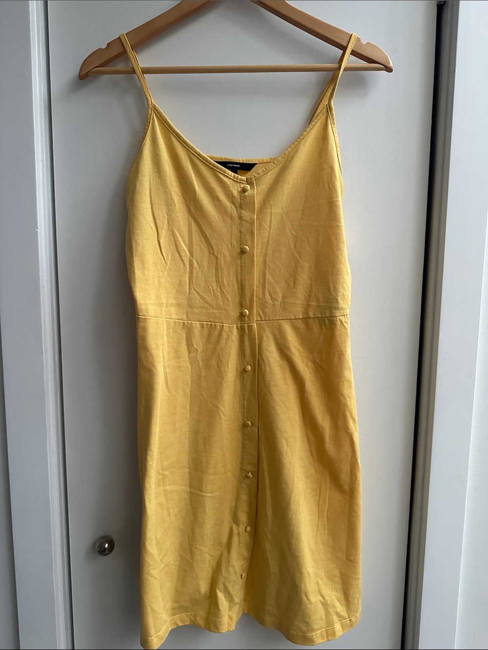 Vero Moda Yellow Button-Front Spaghetti Strap Dress
